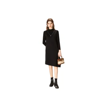 FENHONGMALI Long-Sleeved Dresses Women's Black