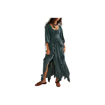 FREE PEOPLE In Your Dreams Maxi Long-Sleeved Dresses Women's Balsam/Fragrant Fat Color