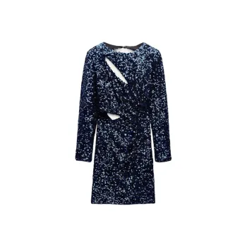 ZARA Long-Sleeved Dresses Women's Dark Blue