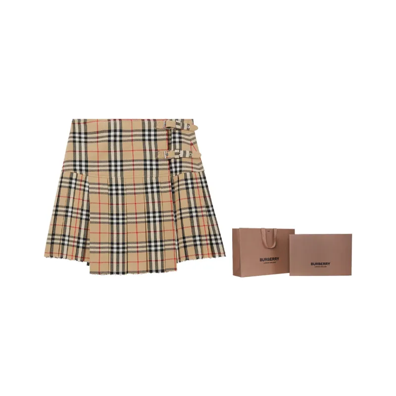 Burberry Women'ss Wool Kilt Skirt Vintage Check-6