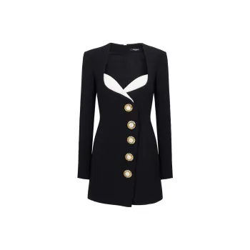 BALMAIN Button-embellished Crepe Minidress