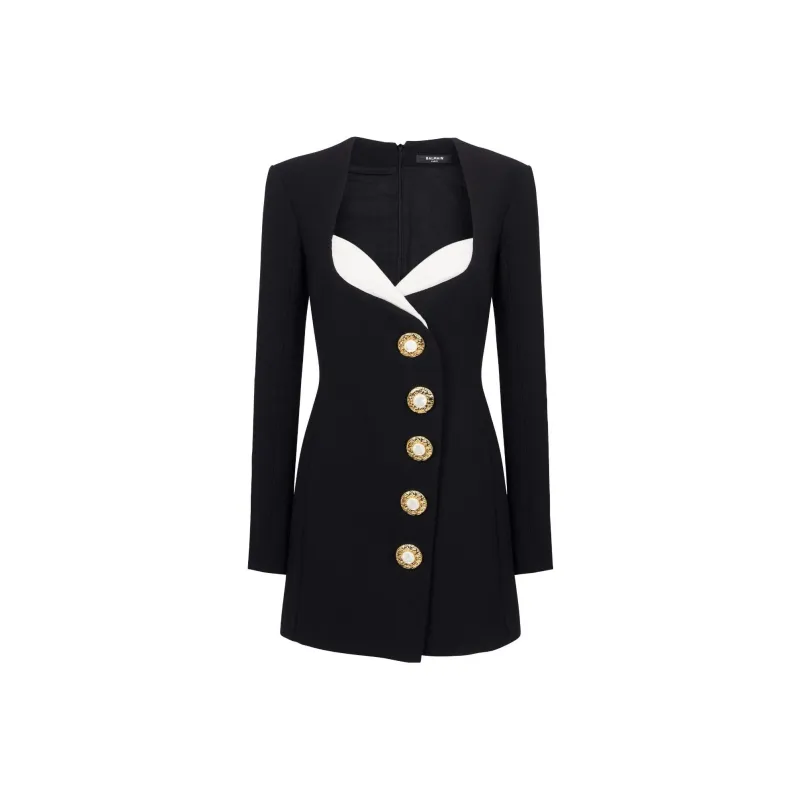 BALMAIN Button embellished Crepe Minidress-0