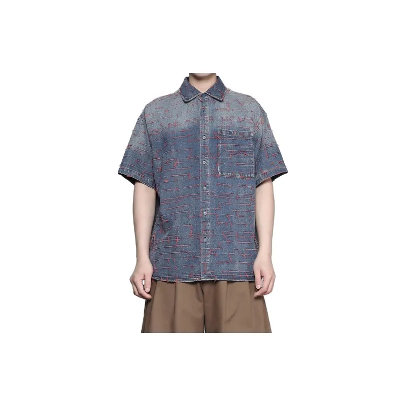 RAYSHOW Shirts Men Blue-4
