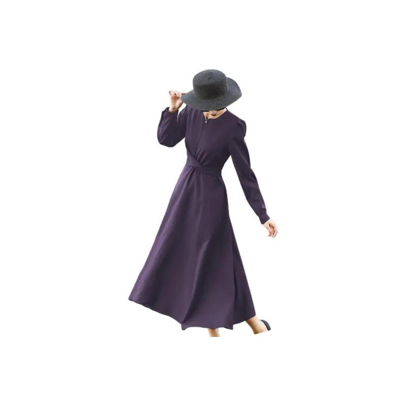Wbwq Long Sleeved Dresses Women's Purple-5