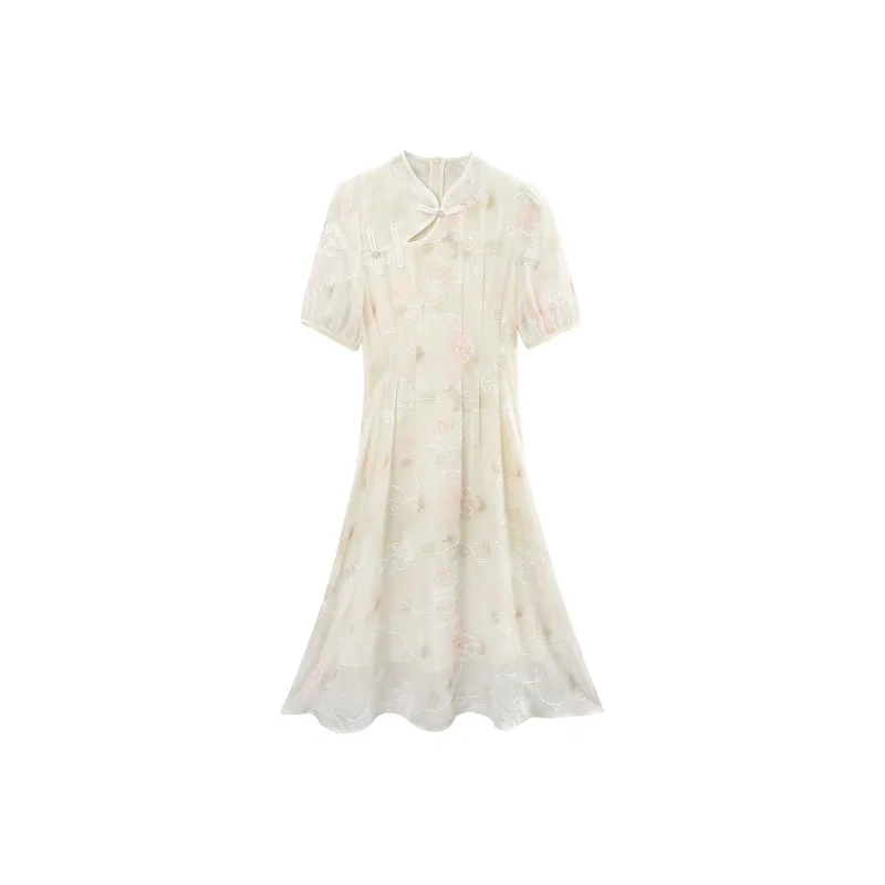 A Paradise For Awakening Short Sleeved Dress Women's Beige-0