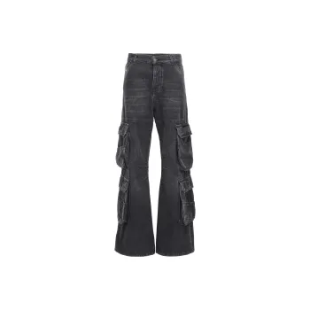 DIESEL Logo Patch Wide Leg Cargo Jeans
