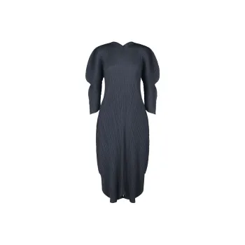 PLEATS PLEASE ISSEY MIYAKE Wormhole V Neck Midi Dress