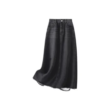 IHIMI Denim Long Skirts Women's Black