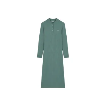 Maison Kitsune Fine Ribbed Long Sleeves Polo Dress