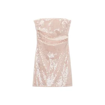 ZARA Sleeveless Dresses Women's Light Pink Red