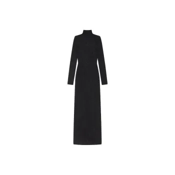 GIVENCHY Dress In Lurex With Floral Jacquard Long-Sleeved Dresses Women's Black
