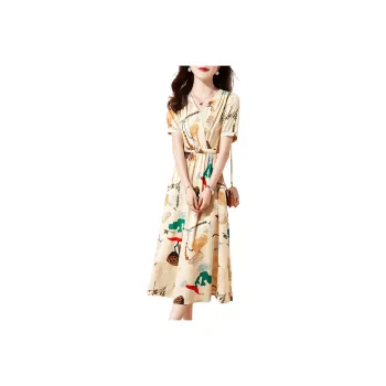 Mo Han Yi Mei Short Sleeved Dress Women's Beige