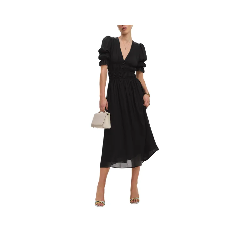 REFORMATION Cyrus Dress Short Sleeved Dress Women's Black-0