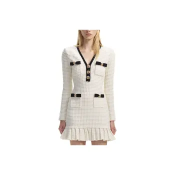 Self portrait Long Sleeved Dresses Women's Ivory White