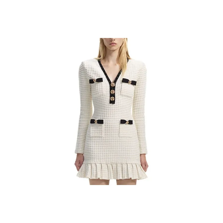 Self portrait Long Sleeved Dresses Women's Ivory White-0