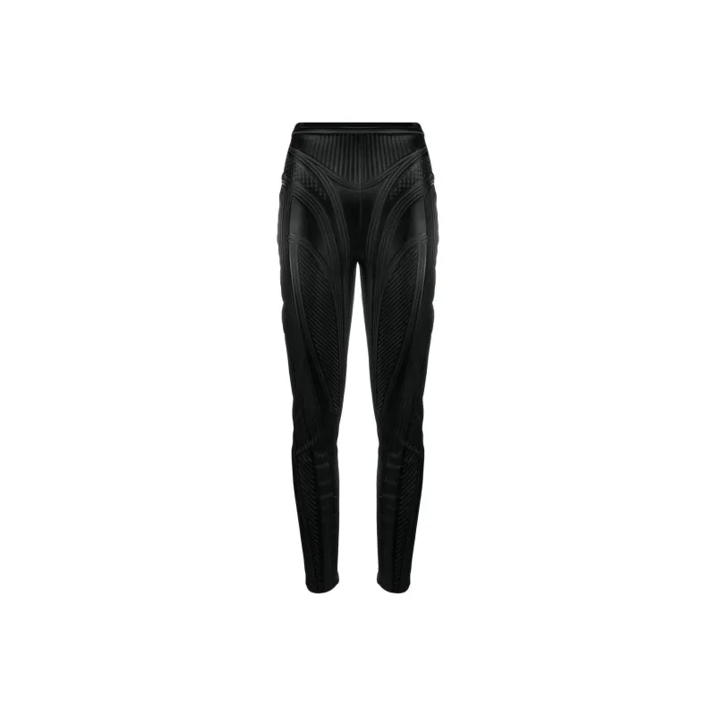 Mugler Stripe-embossed High-waisted Leggings-0
