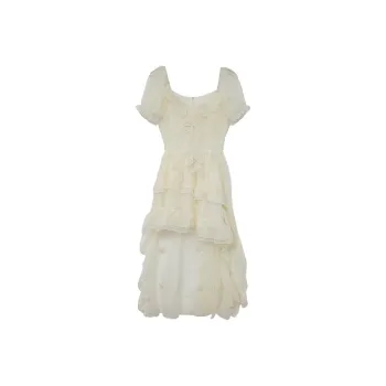 Icicofficial Short Sleeved Dresses Women's Apricot