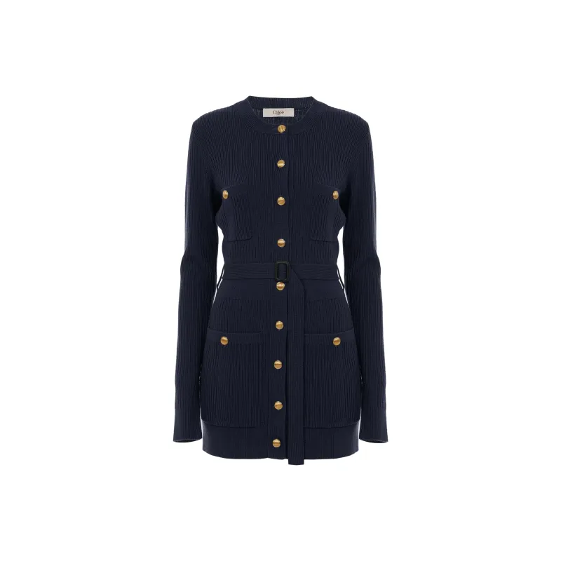 Chloé Long Sleeved Knitted Midi Dress-0