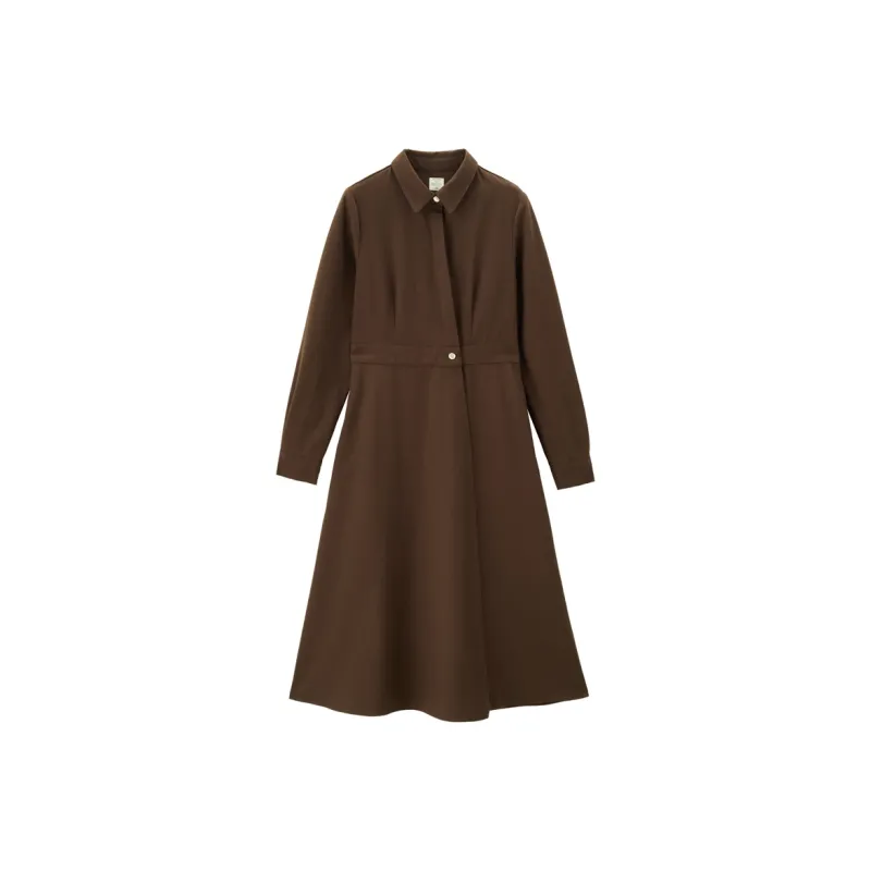 UNIQLO Long-Sleeved Dresses Women's Maroon Tan-0