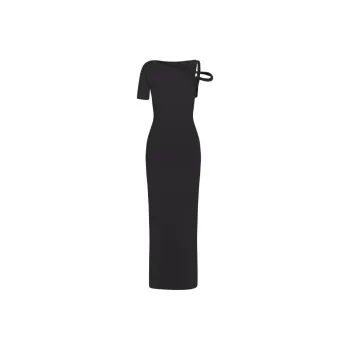 Khy DROP 004 Mesh Stretch Twist Maxi Dress Short-Sleeved Dresses Women's Black