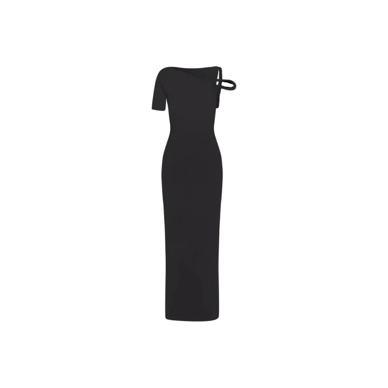 Khy DROP 004 Mesh Stretch Twist Maxi Dress Short Sleeved Dress Women's Black-0