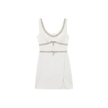 Self-portrait Sleeveless Dress Women's Pure White