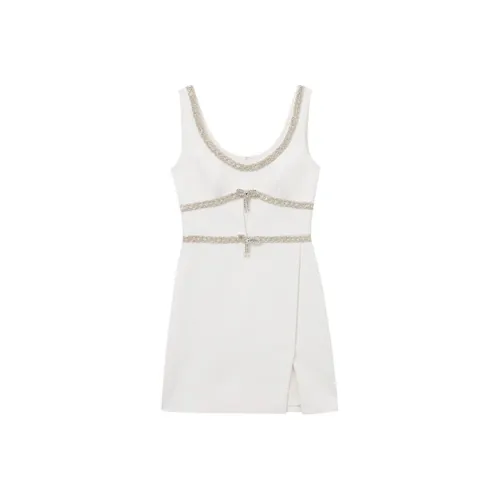 Self-portrait Sleeveless Dress Women's Pure White