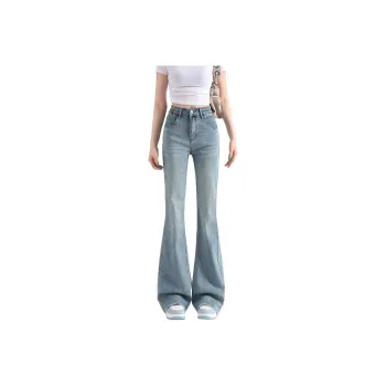 FAWENXIANGZI Spring, Fall Jeans Slim Fit Women's Vintage Blue