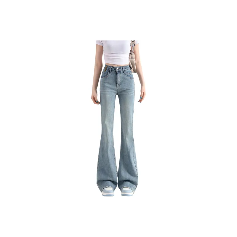 FAWENXIANGZI Spring, Fall Jeans Slim Fit Women's Vintage Blue-0