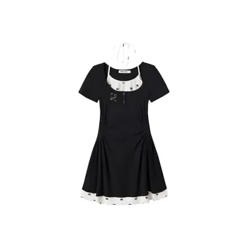 AFGGD Short Sleeved Dress Women's Black