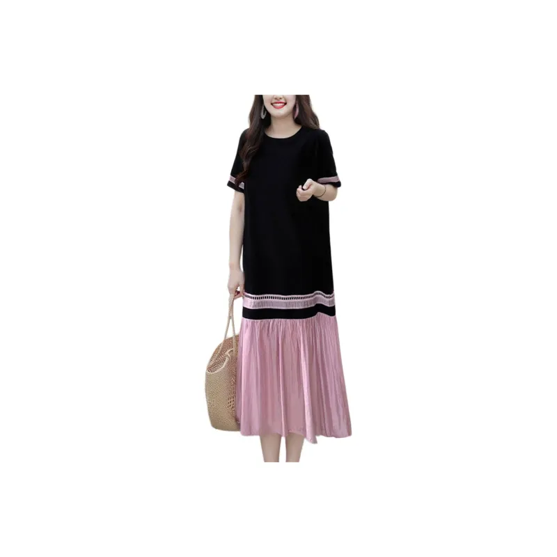 Wbwq Short Sleeved Dress Women's Black & Purple-0
