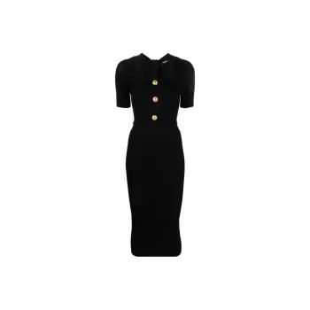 BALMAIN Button embellished Ribbed knit Dress