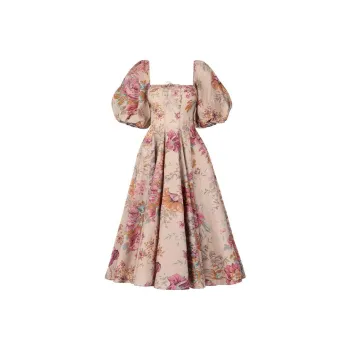 Selkie Short Sleeved Dresses Women's Brown With Yorkshire Print