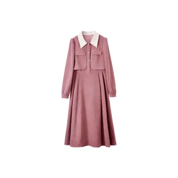 XIANGYING Long Sleeved Dresses Women's Pink