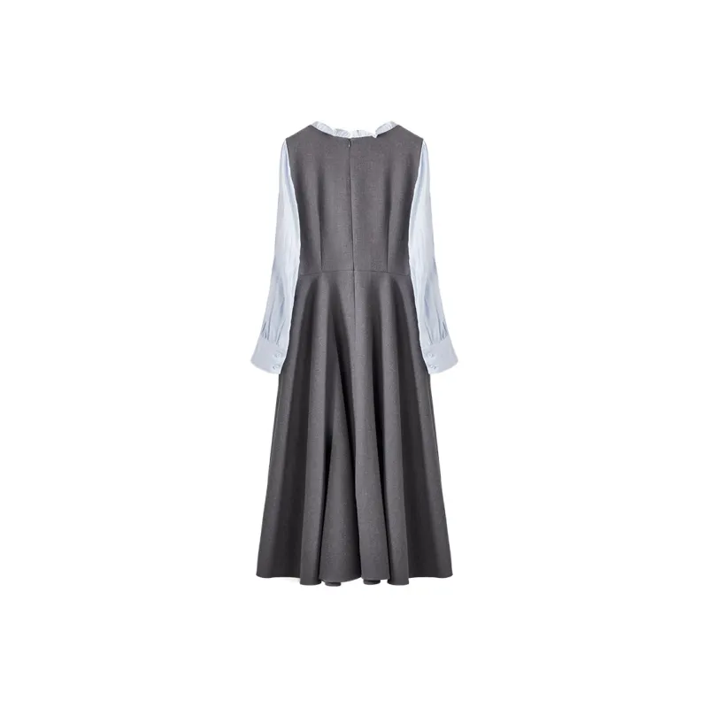 XIANGYING Long-Sleeved Dresses Women's Gray-0
