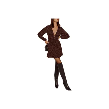 REFORMATION Tris Dress Long-Sleeved Dresses Women's Brown
