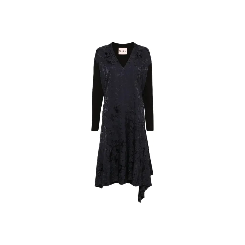 Plan C Draped Jacquard Midi Dress-0