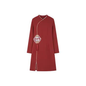 Mo Han Yi Mei Long Sleeved Dress Women's China Red