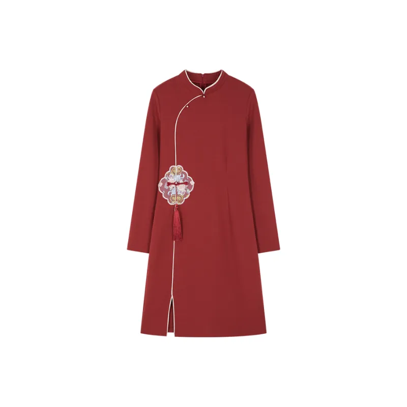 Mo Han Yi Mei Long Sleeved Dress Women's China Red-0