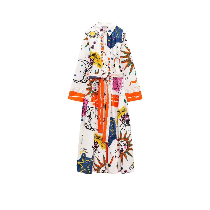ZARA Long-Sleeved Dresses Women's Multicolor-0
