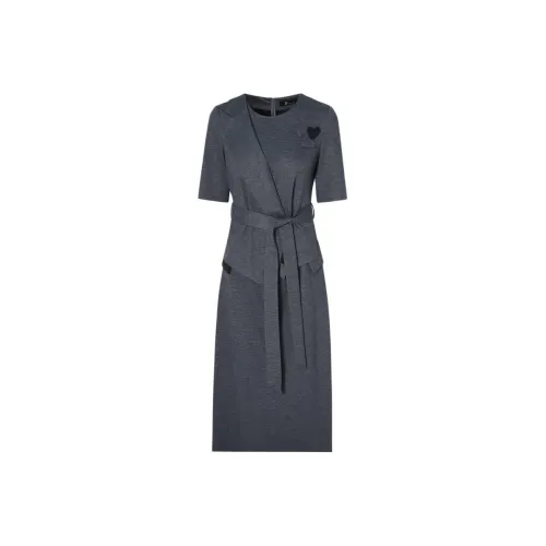 IDPAN Short Sleeved Dress Women's Black Gray