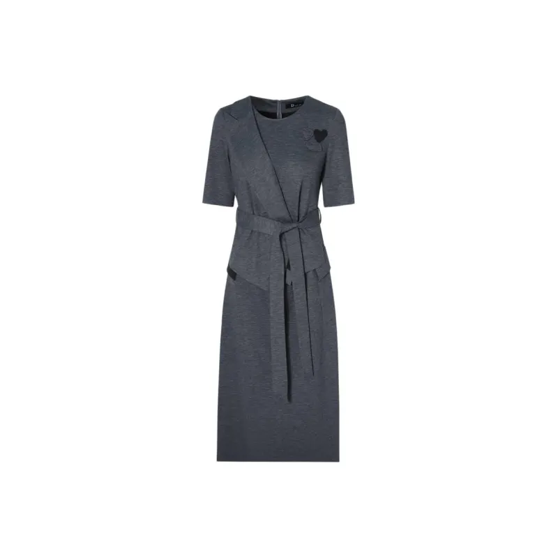 IDPAN Short Sleeved Dress Women's Black Gray-0