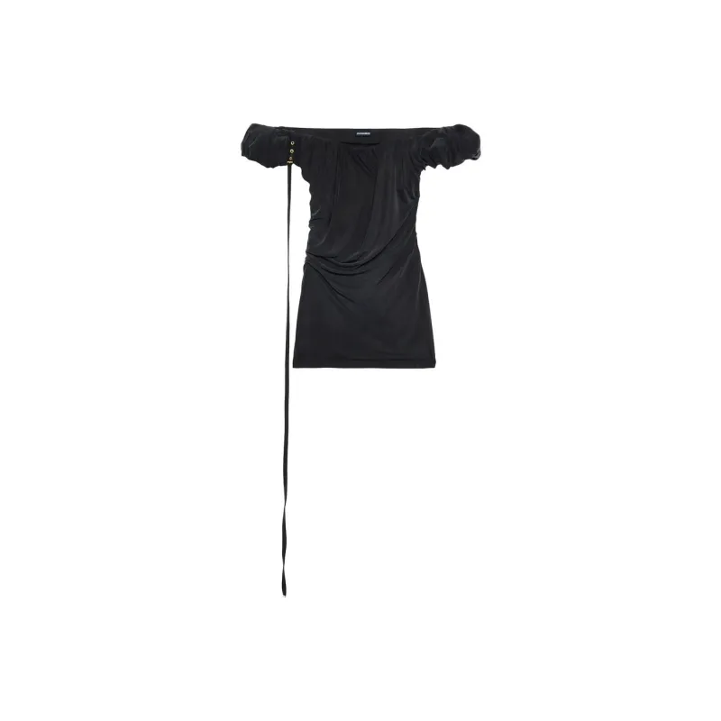 Jacquemus La Robe Ciceri Draped Mini Dress 'Black'-0