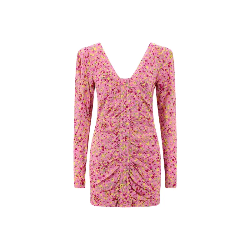 Rotate Jacquard V neck Minidress-0