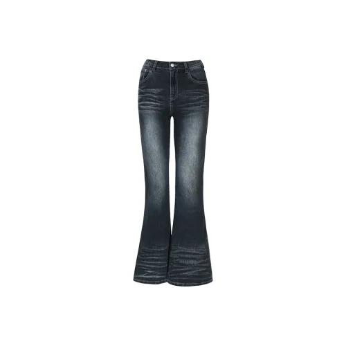 FHMY Jeans Women's Water Pressure Vintage Blue