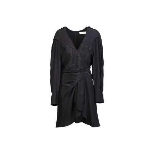 IRO NIGHT Anokia V neck Ruffle Long Sleeved Dress