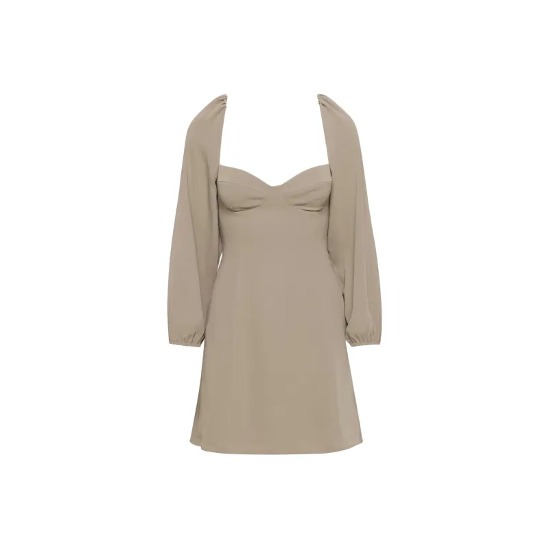 ARITZIA Wilfred Novella Dress Long-Sleeved Dresses Women's Nomad Taupe/Nomad Gray Umber-0