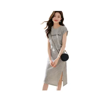 Mo Han Yi Mei Short Sleeved Dress Women's Heather Gray