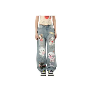 LALABOBO Jeans Women's Medium Blue White