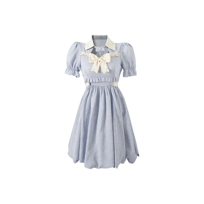 SECFLY OFFICIAL Short Sleeved Dress Women's Light Blue-0